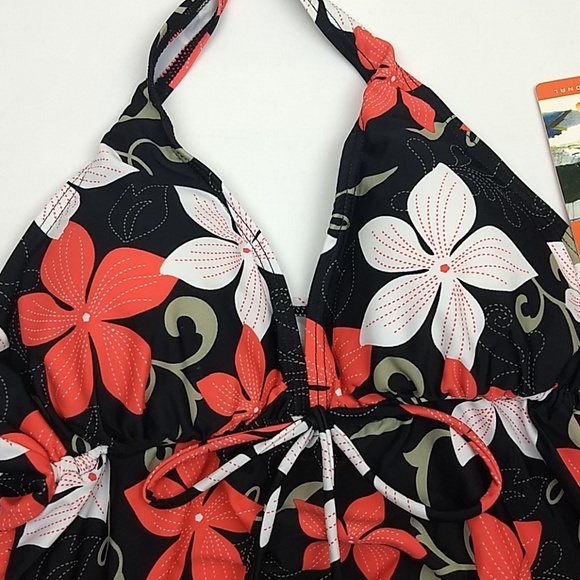 Octopus Beachwear Floral Swimsuit Halter Top - Picture 5 of 7